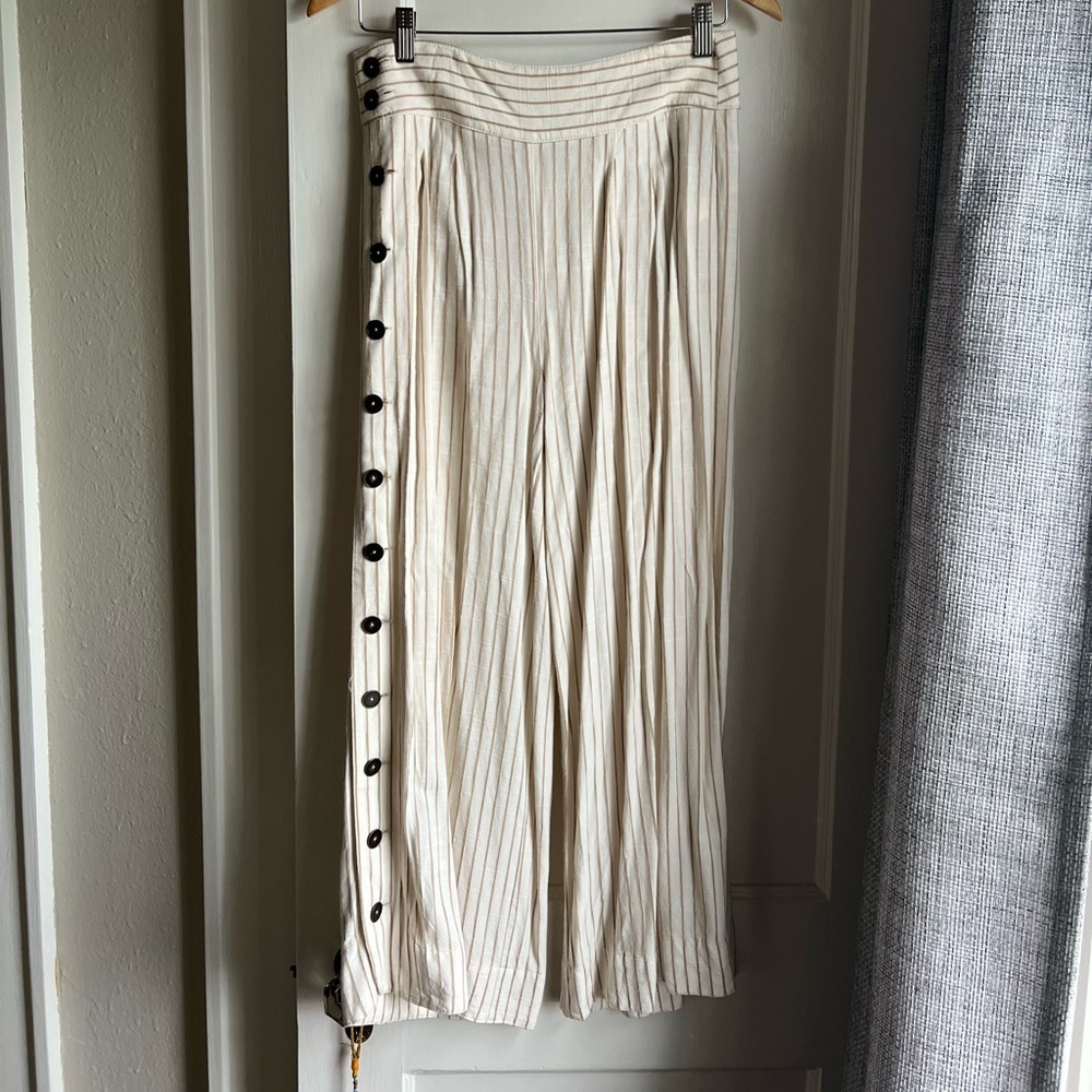 Anthropologie Striped Cropped Flowy Pants